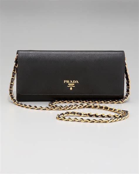 prada saffiano wallet on a chain review|Prada wallets women on sale.